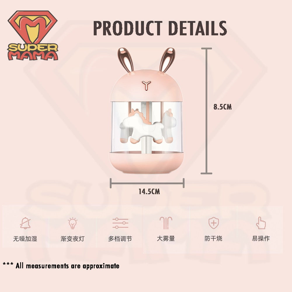 300ML Cute Unicorn Humidifier USB Aroma Diffuser Horse Deer Humidifier Household Air Purifier Car Mist Maker