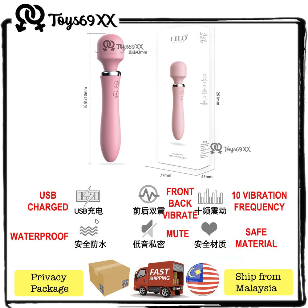 Super Powerful LILO G-spot Clitoris Stimulator Dildo Vibrator 10 frequency double head vibration 360 rotation head 40mm