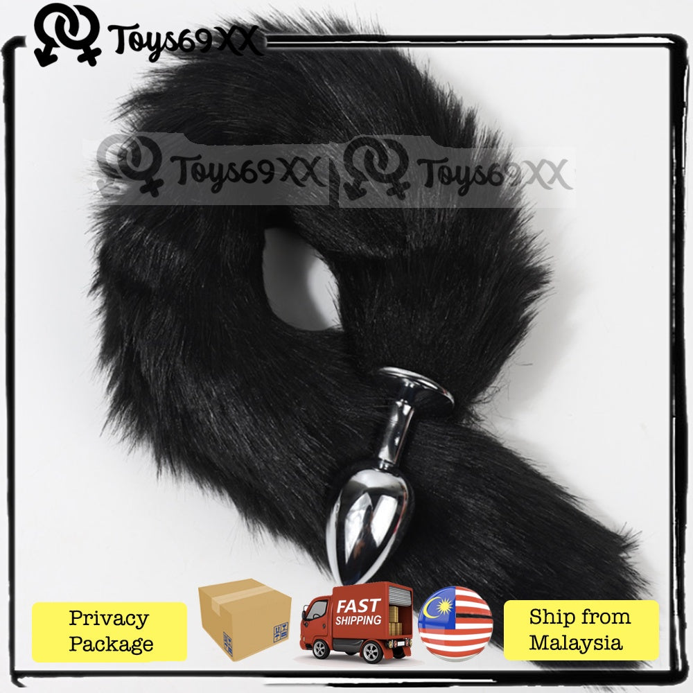 Fox Tail Anal Plug,Metal/Silicone Butt Plug Sex Toys,SM Adult Game Party Role Play Animal Tail Plug,Couple Flirt Toy Sex