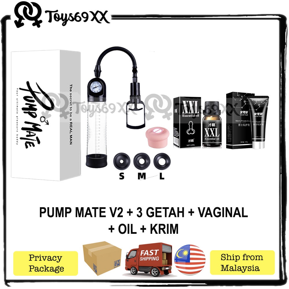 PUMP MATE Penis Pump For Men Enlargement Pam Zakar Bigger Pump Zakar Longer Sex Toys for Men Pembesar Zakar (Ready Stock