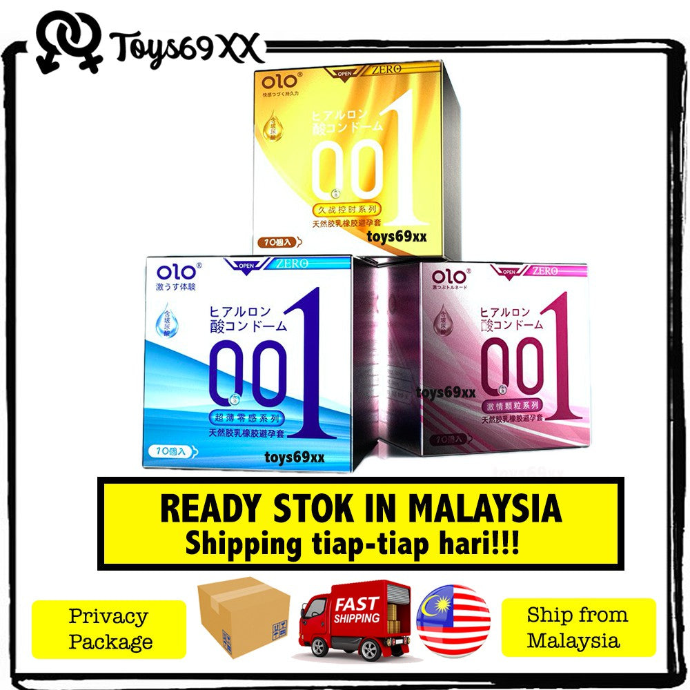 OLO 001 Condom "0.01mm Thinnest Long lasting Sex" Kondom 001 Natural Latex - Extra Lubricant/Kondom Tahan Lama/Dotted