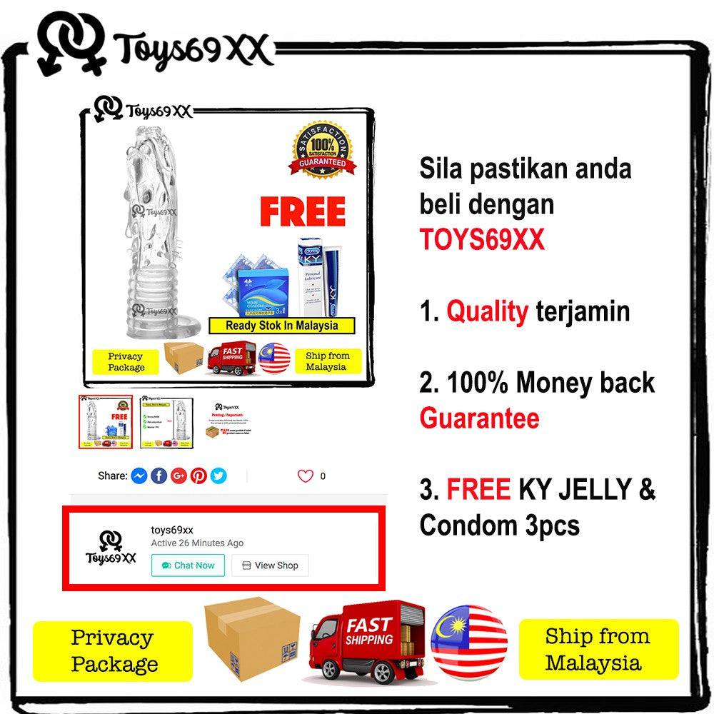 Toys69xx Condom Kondom berduri reuseable condom Sex toy for men Sarung zakar Naga FREE KY JELLY & CONDOM 3pcs