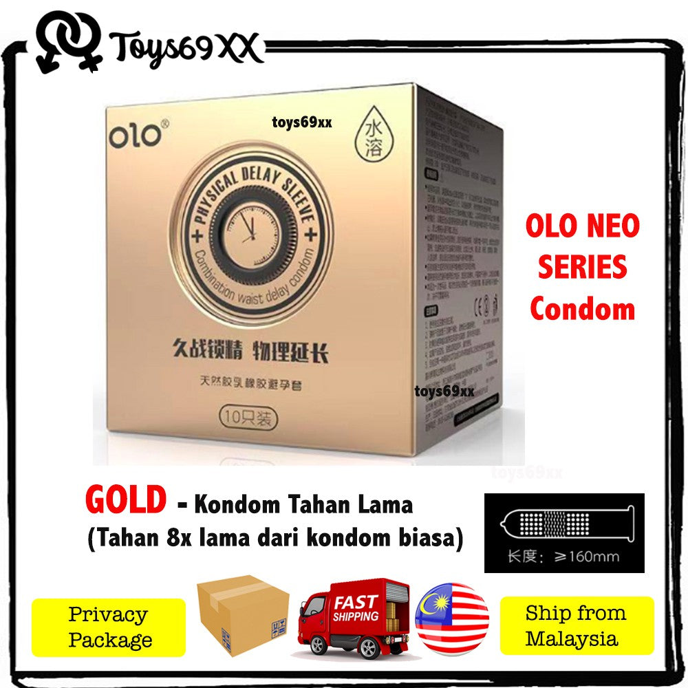 OLO NEO Kondom Condom 001 Natural Latex - Extra Lubricant / Kondom Tahan Lama / Kondom Berduri Duri 10s