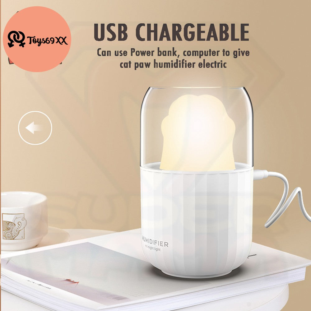 Portable Mini Humidifier 300ml Cute cat paw Personal USB Desktop Cool Mist Humidifier with LED Night Light Air Freshene