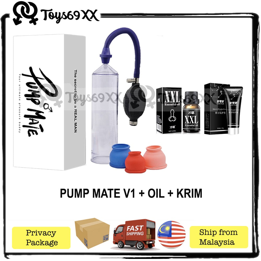 PUMP MATE Penis Pump For Men Enlargement Pam Zakar Bigger Pump Zakar Longer Sex Toys for Men Pembesar Zakar (Ready Stock