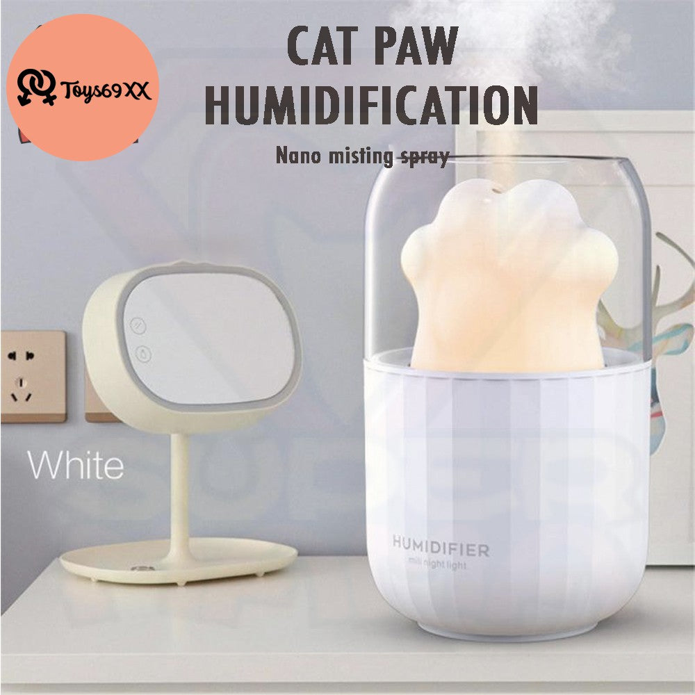 Portable Mini Humidifier 300ml Cute cat paw Personal USB Desktop Cool Mist Humidifier with LED Night Light Air Freshene