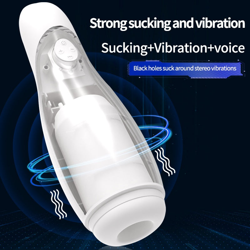 【SWALLOW & SUCK】Aeroplane Cup Vibration Fake Pussy Masturbation Cup with Voice Real Vagina Male Sex Toys 10 Frequencies