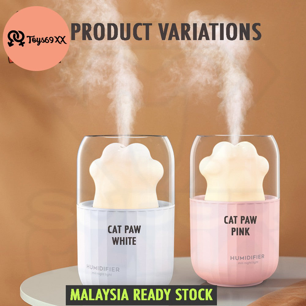 Portable Mini Humidifier 300ml Cute cat paw Personal USB Desktop Cool Mist Humidifier with LED Night Light Air Freshene