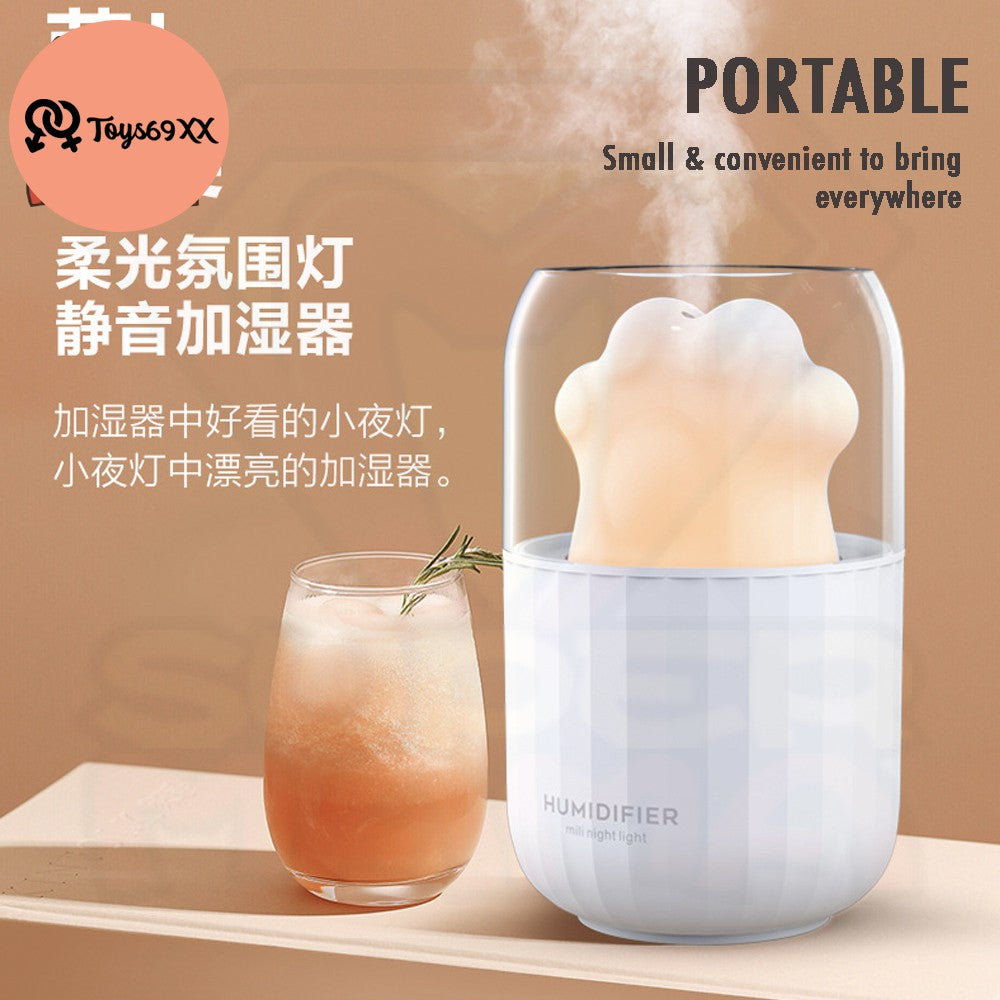 Portable Mini Humidifier 300ml Cute cat paw Personal USB Desktop Cool Mist Humidifier with LED Night Light Air Freshene