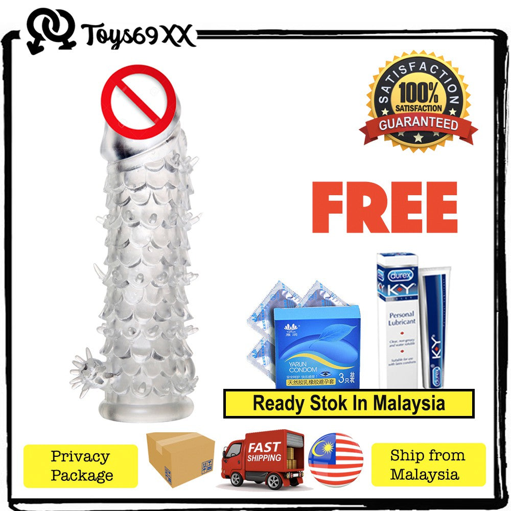 Toys69xx Condom Kondom berduri reuseable condom Sex toy for men Sarung zakar Naga FREE KY JELLY & CONDOM 3pcs