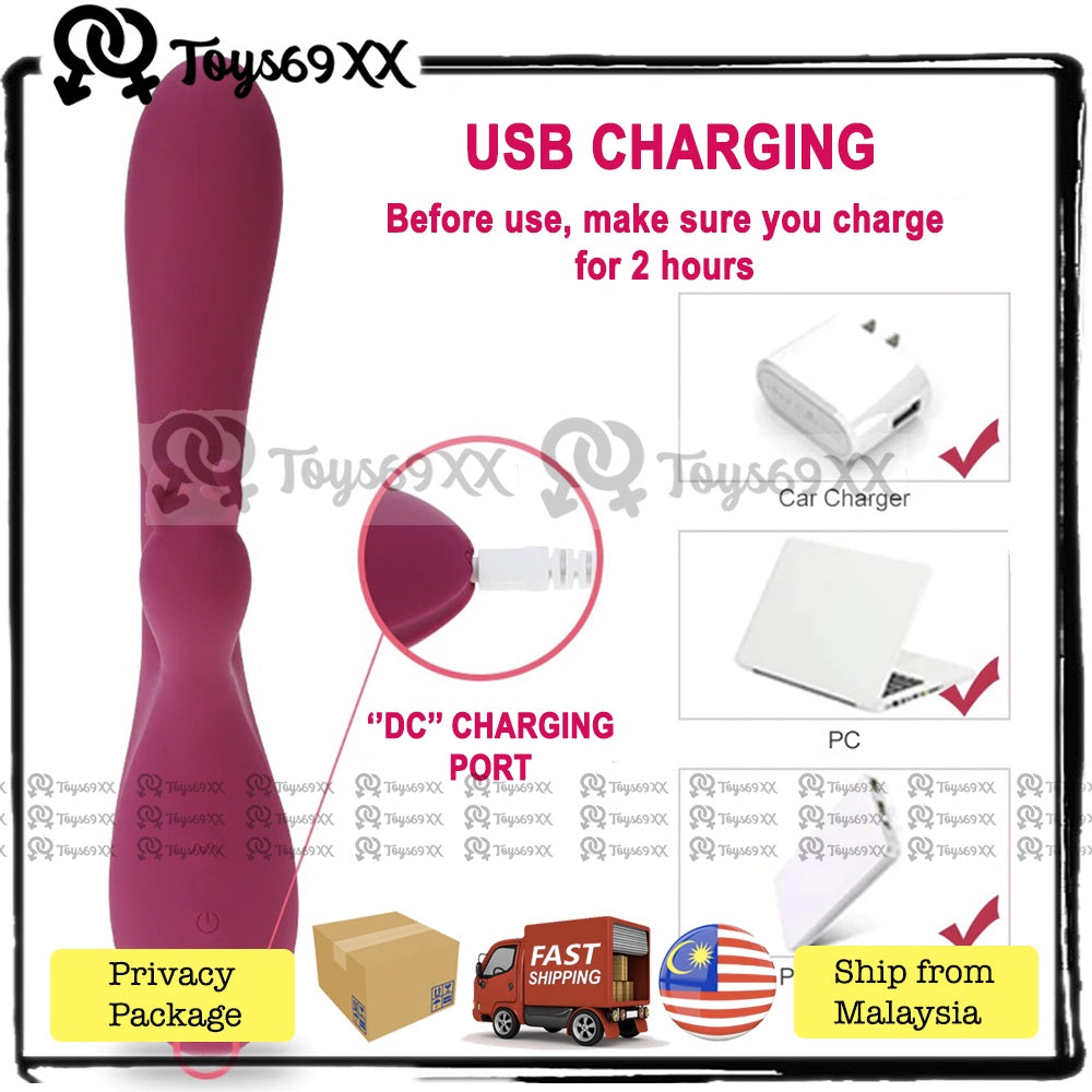 LILO - Cute Deer Dual Vibrators G-Spot Clitoris Stimulator Massager Chargeable - Pink Alat Seks Perempuan