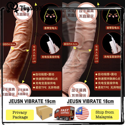 [Alat Seks Wanita] 100%TPE Dildo Manual Vibrating Dildo Masturbation Vibrator, Penis Besar, Alat Seks, Sex Toy For Women