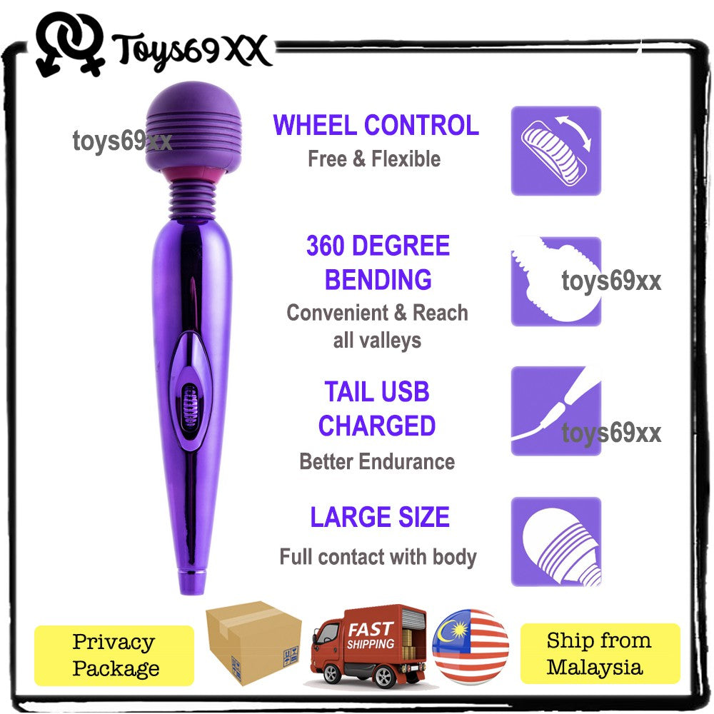 USB Charge Female Vibrator Sex Toy 10 Frequency AV Quit Vibrator Masturbation Massage Wand (PURPLE) sex toy masturbator