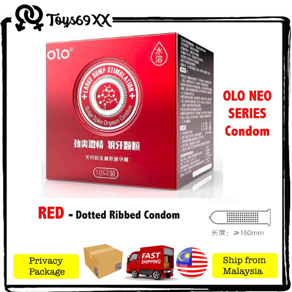 OLO NEO Kondom Condom 001 Natural Latex - Extra Lubricant / Kondom Tahan Lama / Kondom Berduri Duri 10s