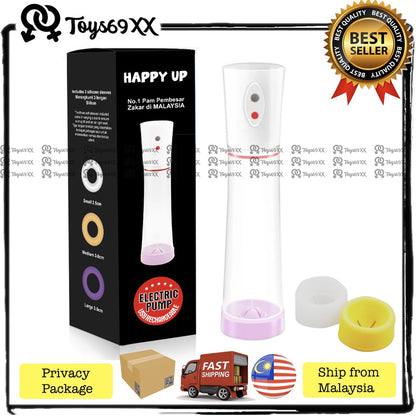 [LOWEST PRICE] HAPPY UP Pam Zakar USB RECHARGEABLE Penis Pump Enlargement Pam Zakar  Sex Toys for Men Pam Pembesar Zakar