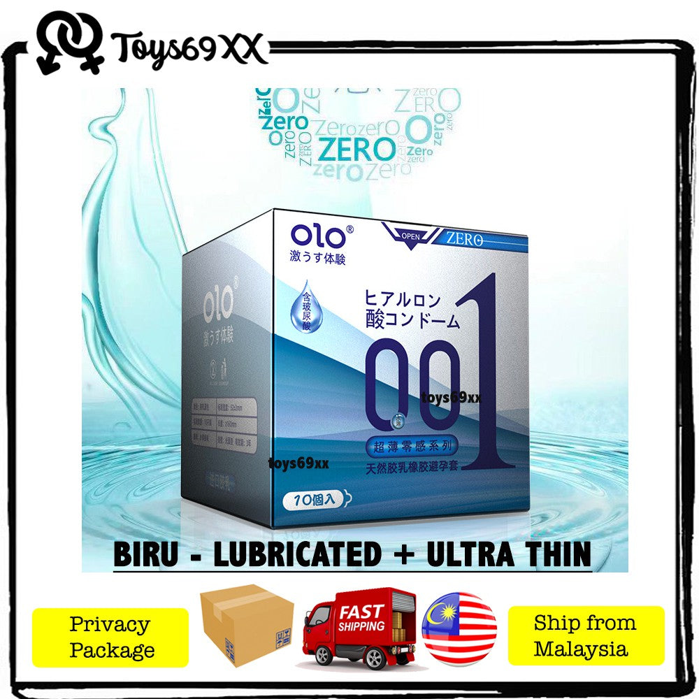 OLO 001 Condom "0.01mm Thinnest Long lasting Sex" Kondom 001 Natural Latex - Extra Lubricant/Kondom Tahan Lama/Dotted