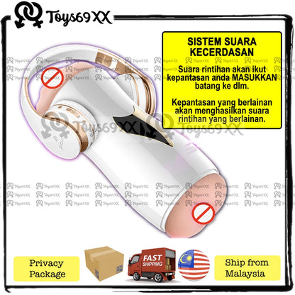 HANDS FREE 2 IN 1 SMART Auto Male Masturbator Sound + Vibration DIY Masturbation (USB Rechargeable) Fake Pussy 飞机杯