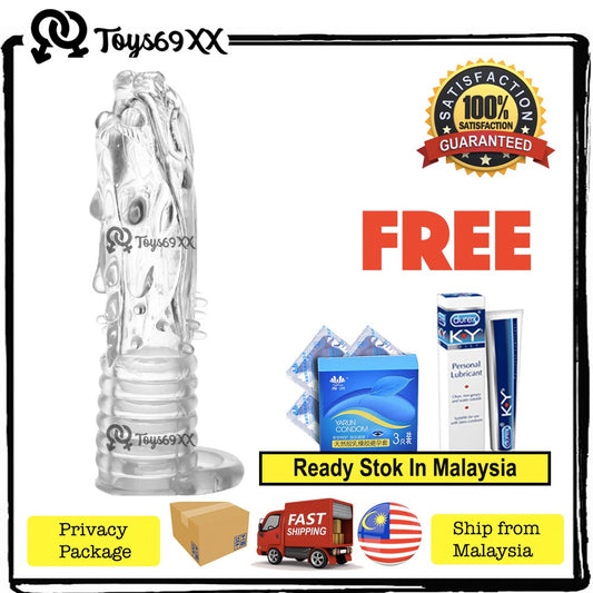 Toys69xx Condom Kondom berduri reuseable condom Sex toy for men Sarung zakar Naga FREE KY JELLY & CONDOM 3pcs