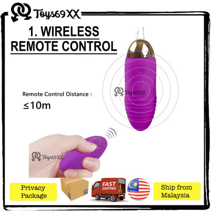 [10 Vibration Modes SYOK SANGAT] Multiple Vibration Speeds Wireless Remote Jumping Egg Vibrator Sex Toy Adult Toy