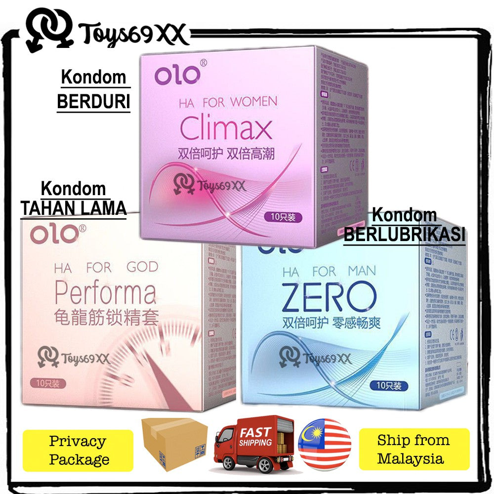 OLO 001 Condom "0.01mm Thinnest Long lasting Sex" Kondom 001 Natural Latex - Kondom Tahan Lama Kondom Berduri Kondom Nip