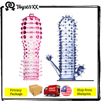 [LAGI PANJANG] Penis Extender Sleeve Reusable Condom Sex Toys (1 Set 2 PCS) FREE