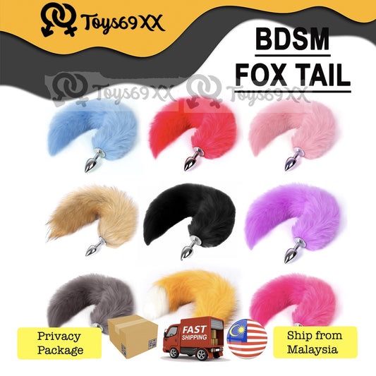 Fox Tail Anal Plug,Metal/Silicone Butt Plug Sex Toys,SM Adult Game Party Role Play Animal Tail Plug,Couple Flirt Toy Sex