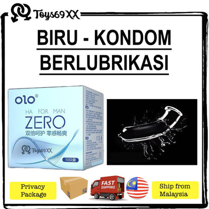OLO 001 Condom "0.01mm Thinnest Long lasting Sex" Kondom 001 Natural Latex - Kondom Tahan Lama Kondom Berduri Kondom Nip