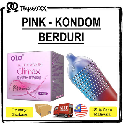 OLO 001 Condom "0.01mm Thinnest Long lasting Sex" Kondom 001 Natural Latex - Kondom Tahan Lama Kondom Berduri Kondom Nip