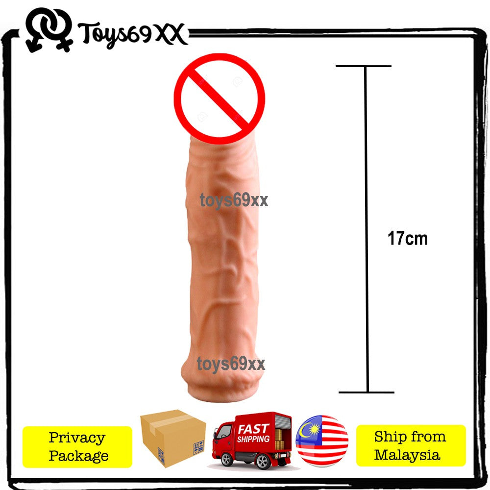 Condom Kondom Penis Extender Tahan Lama Sleeve Reusable Sex Toys FREE KY JELLY