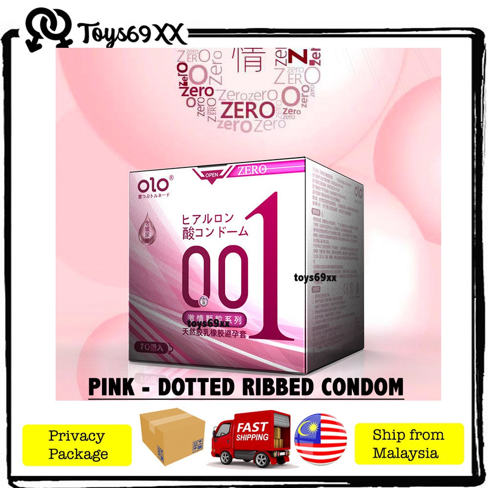 OLO 001 Condom "0.01mm Thinnest Long lasting Sex" Kondom 001 Natural Latex - Extra Lubricant/Kondom Tahan Lama/Dotted