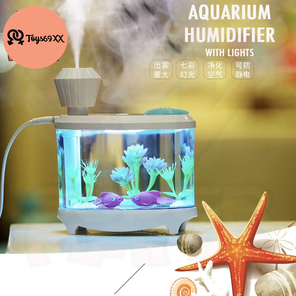 Creative Fish Tank Humidifier Household USB Ultrasonic Air Humidifier Beautiful Night Light 460ML Aroma Oil Diffuser