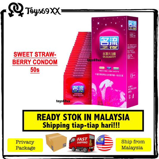 [HARGA PEMBORONG] MingLiu High Quality Kondom Natural Latex Ming Liu Condom sex toy Condom Strawberry Flavour 50pcs/box