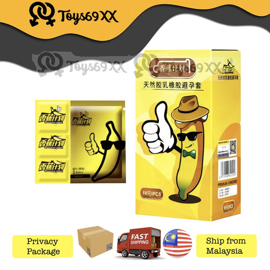 BANANA PROJECT 0.02MM ULTRA-THIN, DELAY CONDOM 香蕉计划安全套 Kondom Banana 10 pcs FREE 3 pcs Delay Wipes