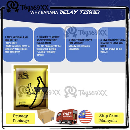 [ Banana Project Magic Tisu ] Tissue Magik Tahan Lama For Men Natura Oil Long Lasting Funtion Seks 延迟湿纸巾/男性持久情趣用品/