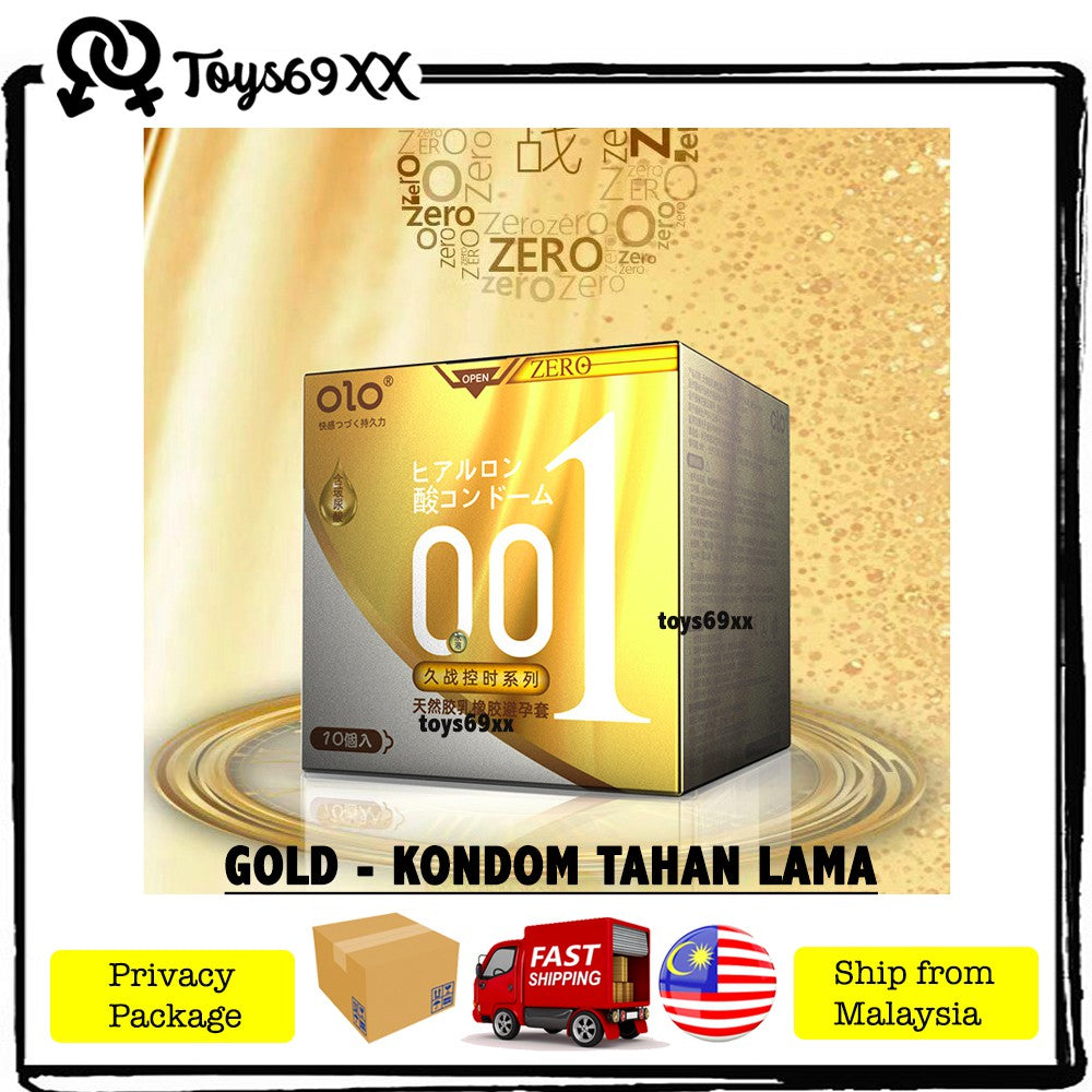 OLO 001 Condom "0.01mm Thinnest Long lasting Sex" Kondom 001 Natural Latex - Extra Lubricant/Kondom Tahan Lama/Dotted