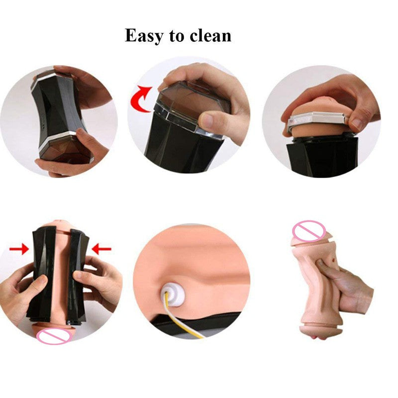 2 IN 1 SMART Auto Male Masturbator Sound + Vibration DIY Masturbation (USB Rechargeable Headphone ) Fake Pussy 飞机杯