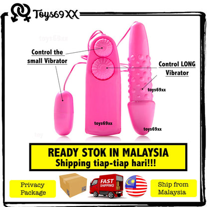 [ALAT BANTU SEX WANITA] Vibrator Dildo + Jump Egg Clitoral G-Spot Stimulators Sex Toy Adult Toy DOUBLE EGG DOUBLE SYOK