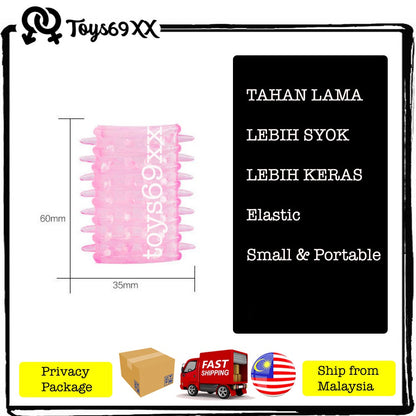 TAHAN LAMA Spiky Penis Sleeve Silicone Cock Enlarge Delay Lock Ring Sex Toys Kondom Tahan Lama Kondom Berduri