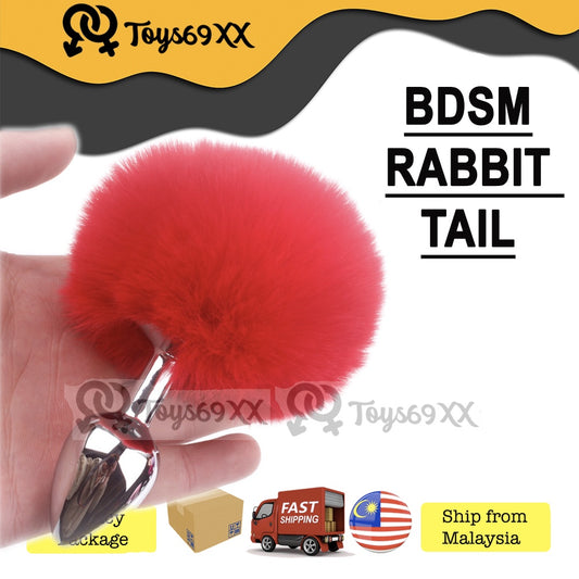 BDSM Rabbit Tail Anal Plug,Metal/Silicone Butt Plug Sex Toys,SM Adult Game Party Role Play Animal Tail Plug