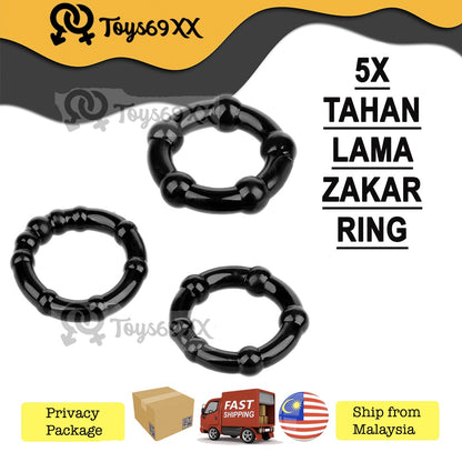 [ 5x LEBIH TAHAN LAMA ] HIGH QUALITY 3 Silicone Penis Ring Cock Delay Ring Adult Male Sex Toy Ring Tahan Lama